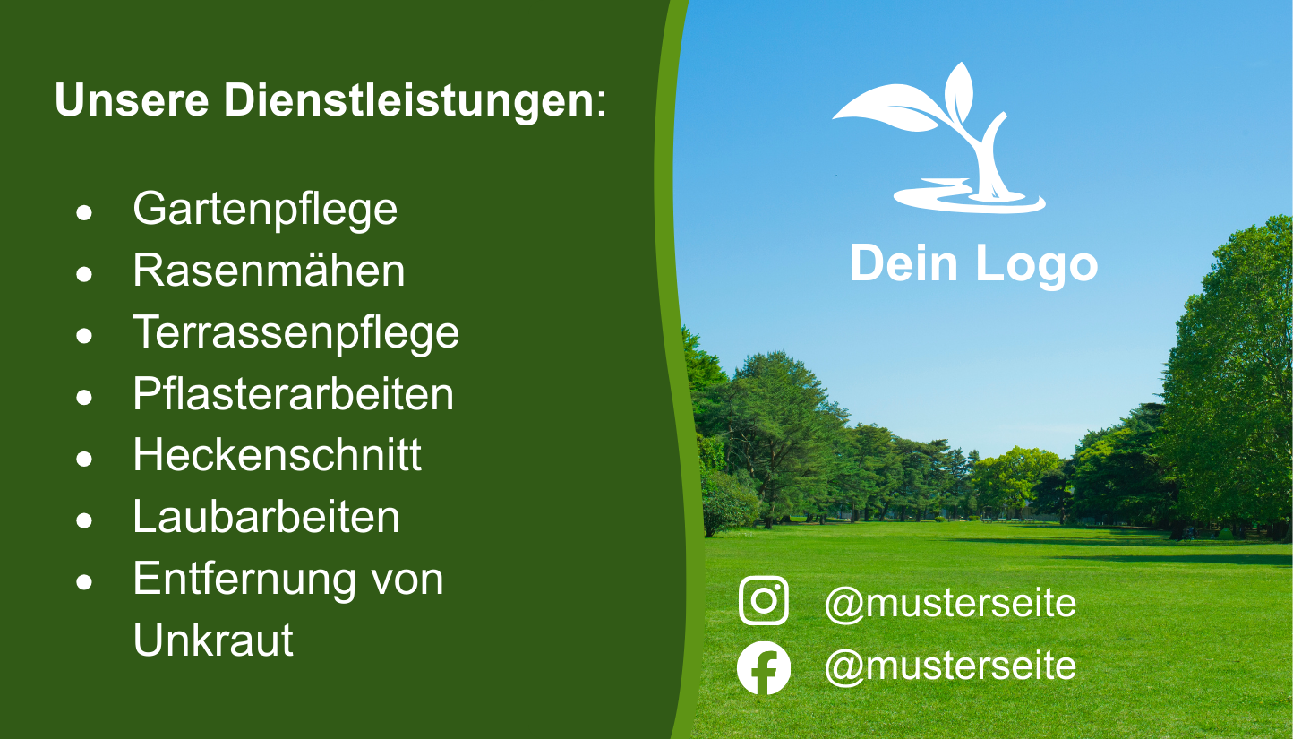 #1 VORLAGE Digitale Visitenkarte – Gartenarbeit (NUR DIGITALE DATEI - KEIN DRUCK)
