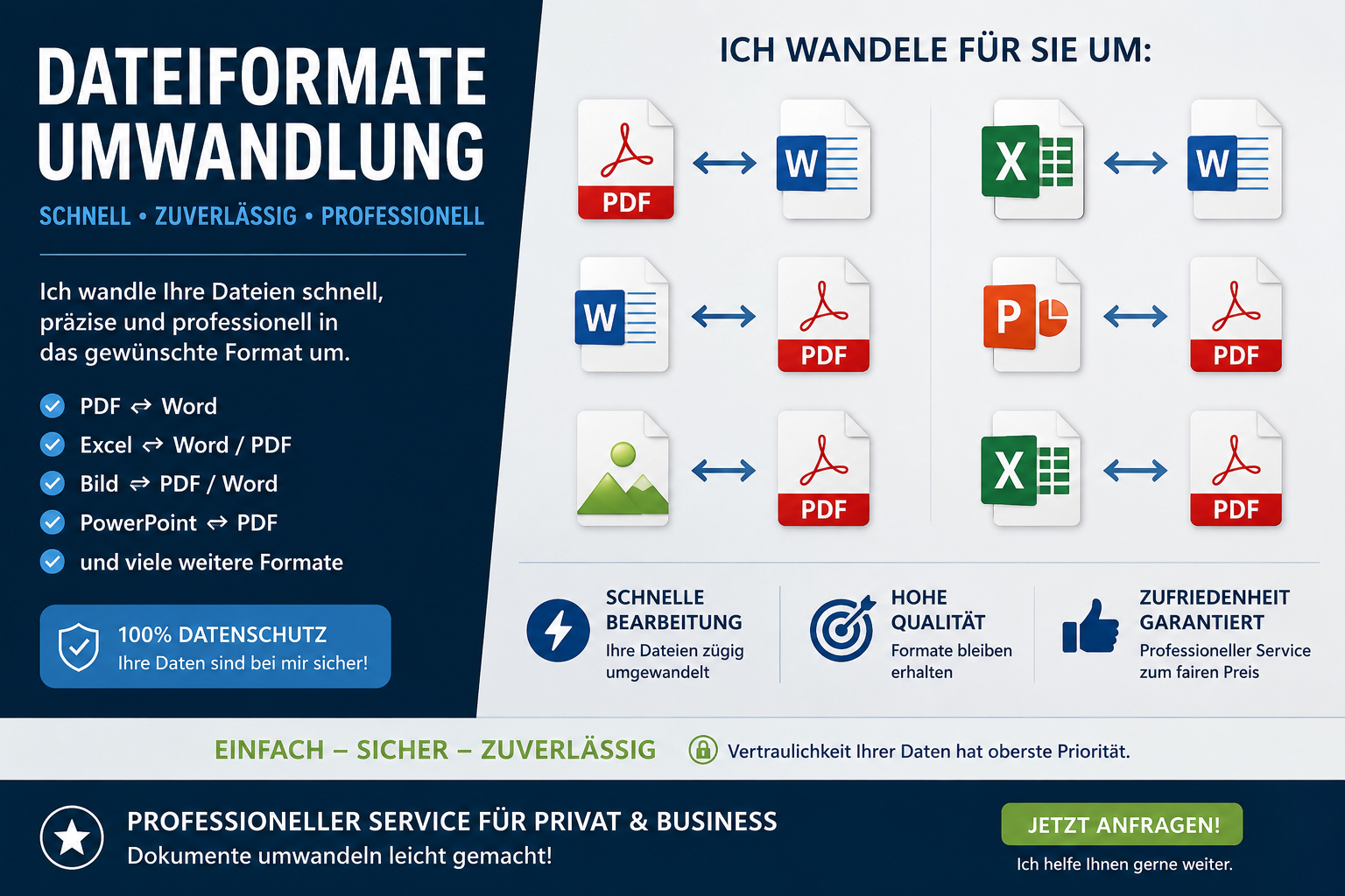 Dokumentenservice | PDF ↔ Word Excel | OCR Scan | Datei Umwandlung schnell & günstig